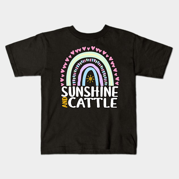 Sunshine and Cattle Cute Rainbow Graphic for Womens Kids Girls Kids T-Shirt by ChadPill